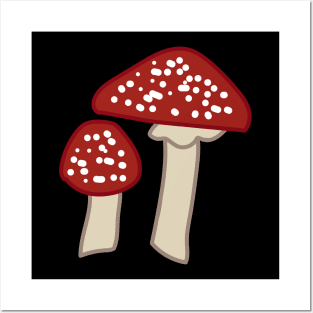 Red Cottagecore Mushrooms Posters and Art